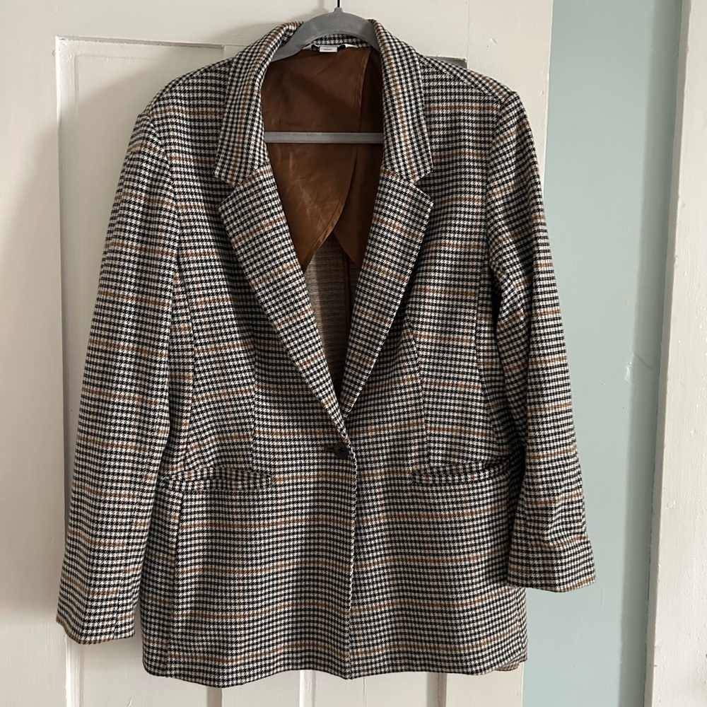 Old Navy Black and Tan Blazer Tailored Suit Jacket